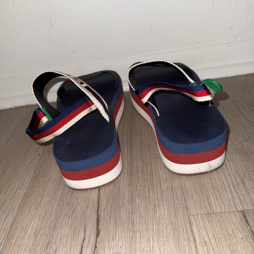 Gucci Navy Sandals with Green and Red Web Stripe - Picture 4 of 6
